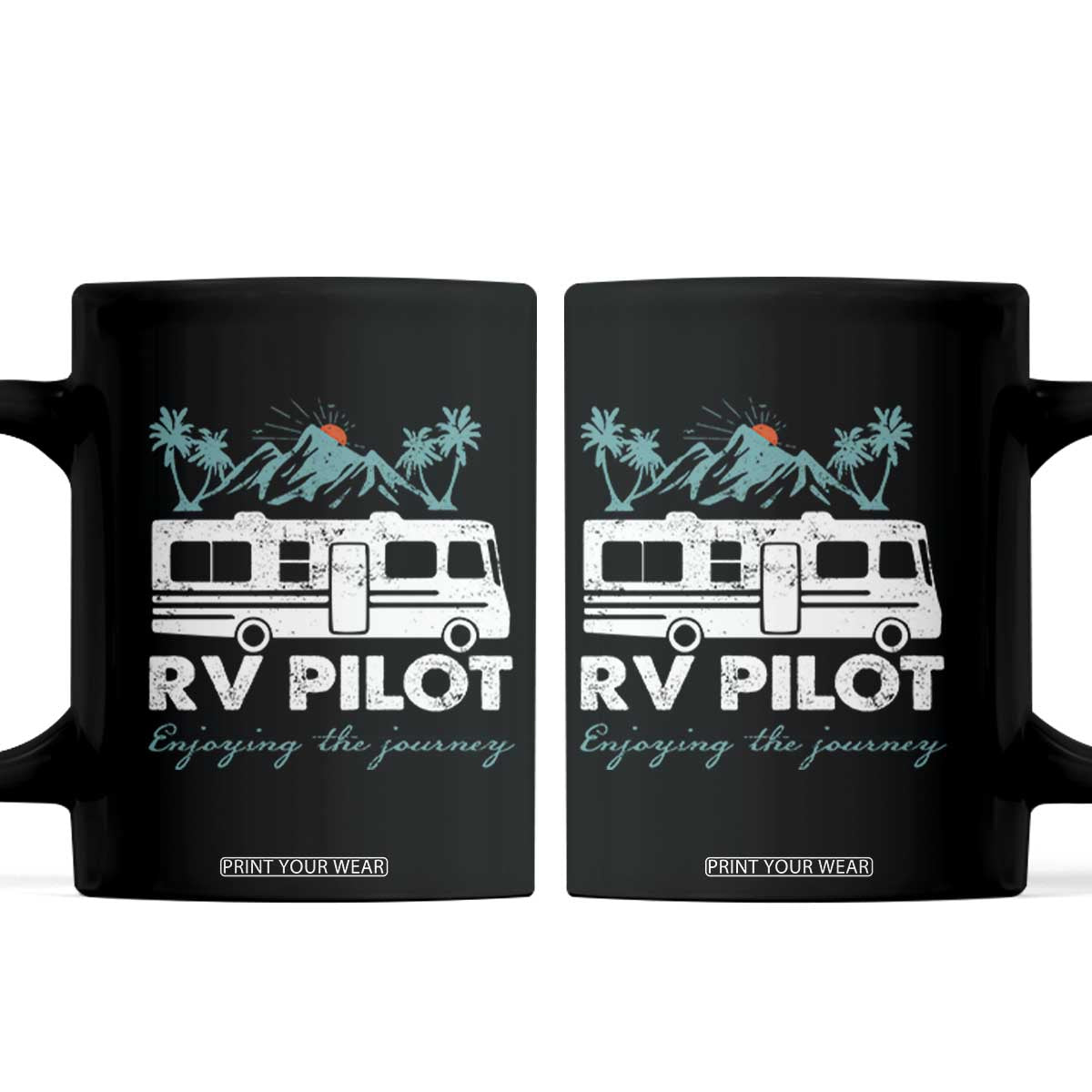 Funny RV Pilot Camping Coffee Mug Enjoying The Journey Motorhome Travel Vacation TS11 Black Print Your Wear