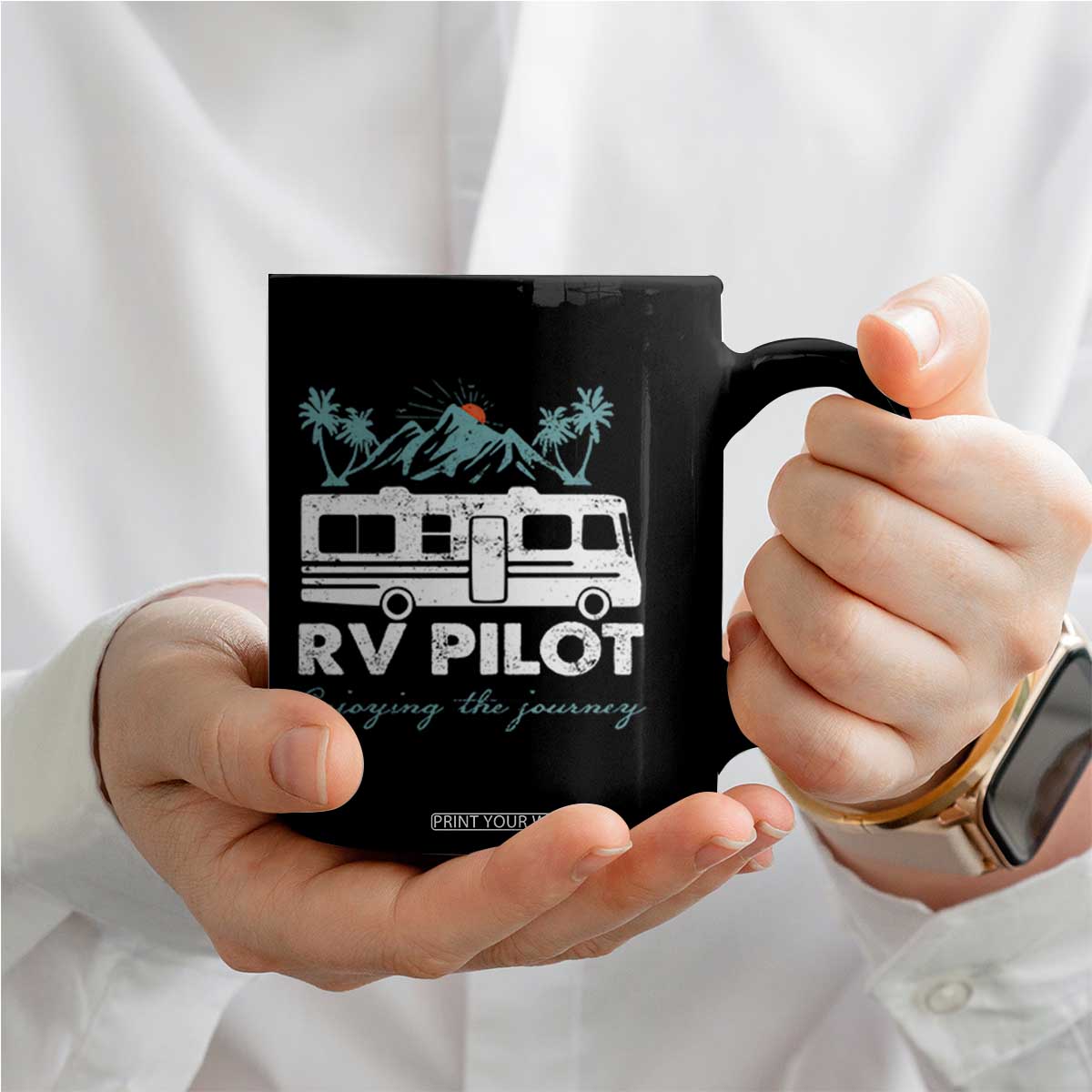Funny RV Pilot Camping Coffee Mug Enjoying The Journey Motorhome Travel Vacation TS11 Print Your Wear