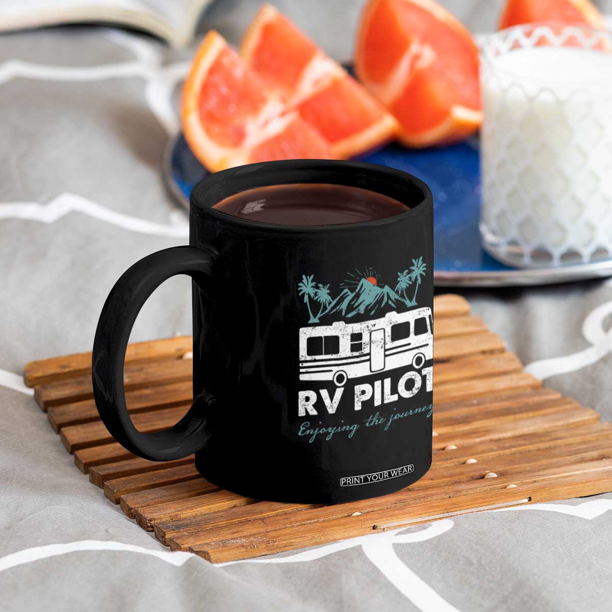 Funny RV Pilot Camping Coffee Mug Enjoying The Journey Motorhome Travel Vacation TS11 Print Your Wear