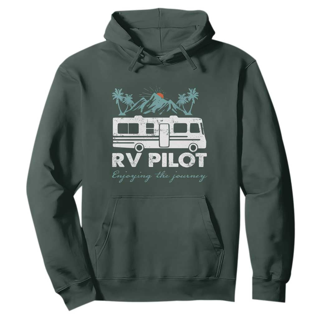 Funny RV Pilot Camping Hoodie Enjoying The Journey Motorhome Travel Vacation TS11 Dark Forest Green Print Your Wear