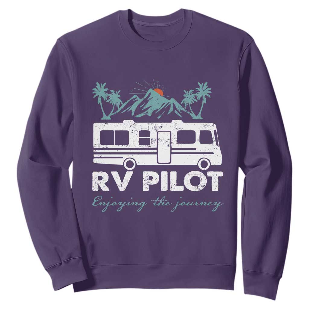 Funny RV Pilot Camping Sweatshirt Enjoying The Journey Motorhome Travel Vacation TS11 Purple Print Your Wear