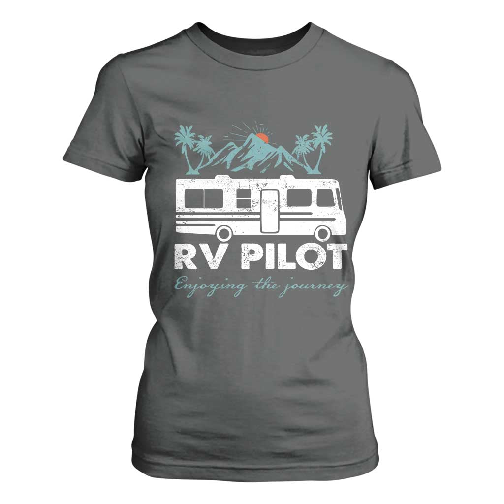 Funny RV Pilot Camping T Shirt For Women Enjoying The Journey Motorhome Travel Vacation TS11 Dark Heather Print Your Wear