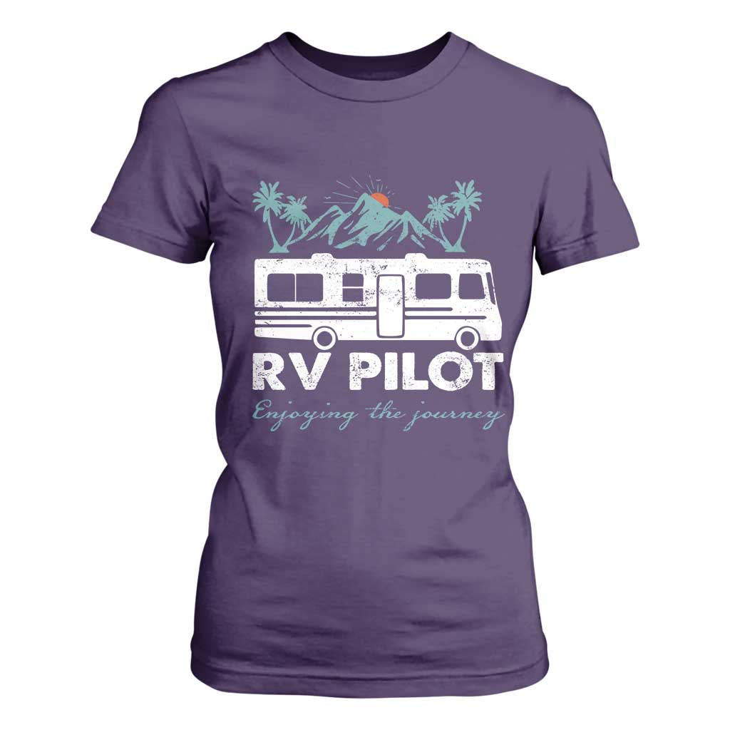 Funny RV Pilot Camping T Shirt For Women Enjoying The Journey Motorhome Travel Vacation TS11 Purple Print Your Wear