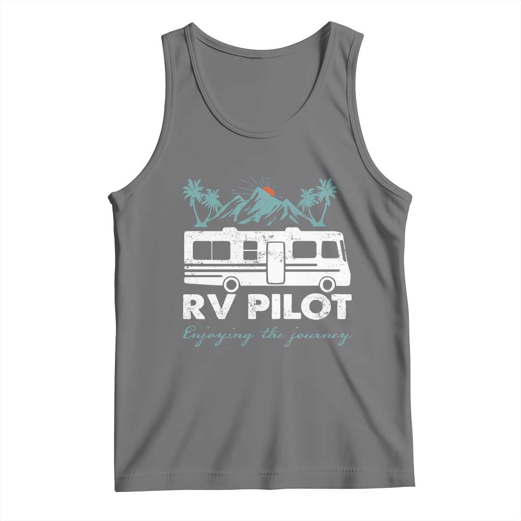 Funny RV Pilot Camping Tank Top Enjoying The Journey Motorhome Travel Vacation TS11 Black Heather Print Your Wear
