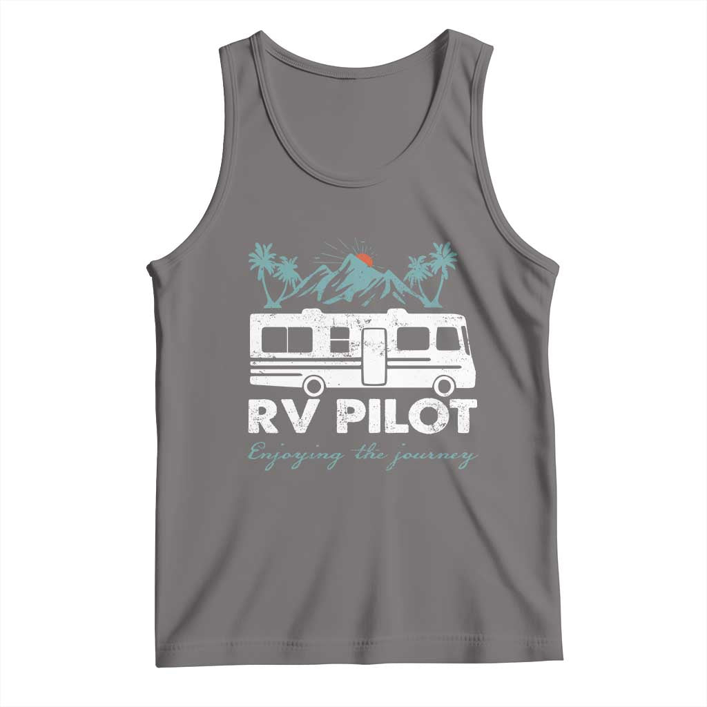 Funny RV Pilot Camping Tank Top Enjoying The Journey Motorhome Travel Vacation TS11 Deep Heather Print Your Wear