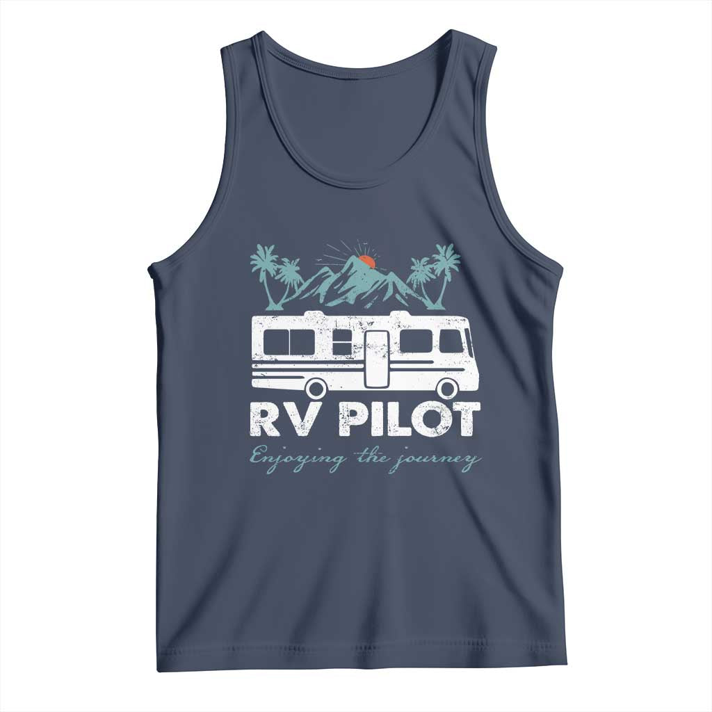 Funny RV Pilot Camping Tank Top Enjoying The Journey Motorhome Travel Vacation TS11 Navy Print Your Wear