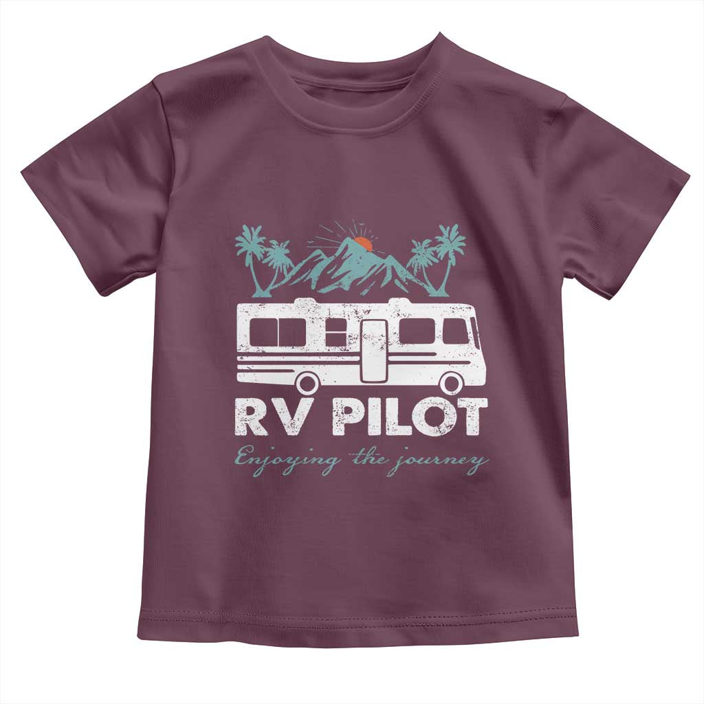 Funny RV Pilot Camping Toddler T Shirt Enjoying The Journey Motorhome Travel Vacation TS11 Maroon Print Your Wear