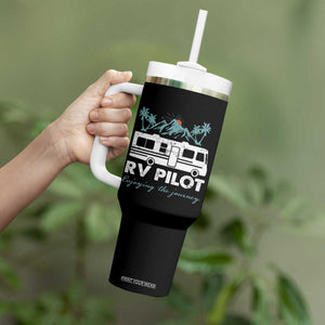 Funny RV Pilot Camping Tumbler With Handle Enjoying The Journey Motorhome Travel Vacation TS11 Print Your Wear