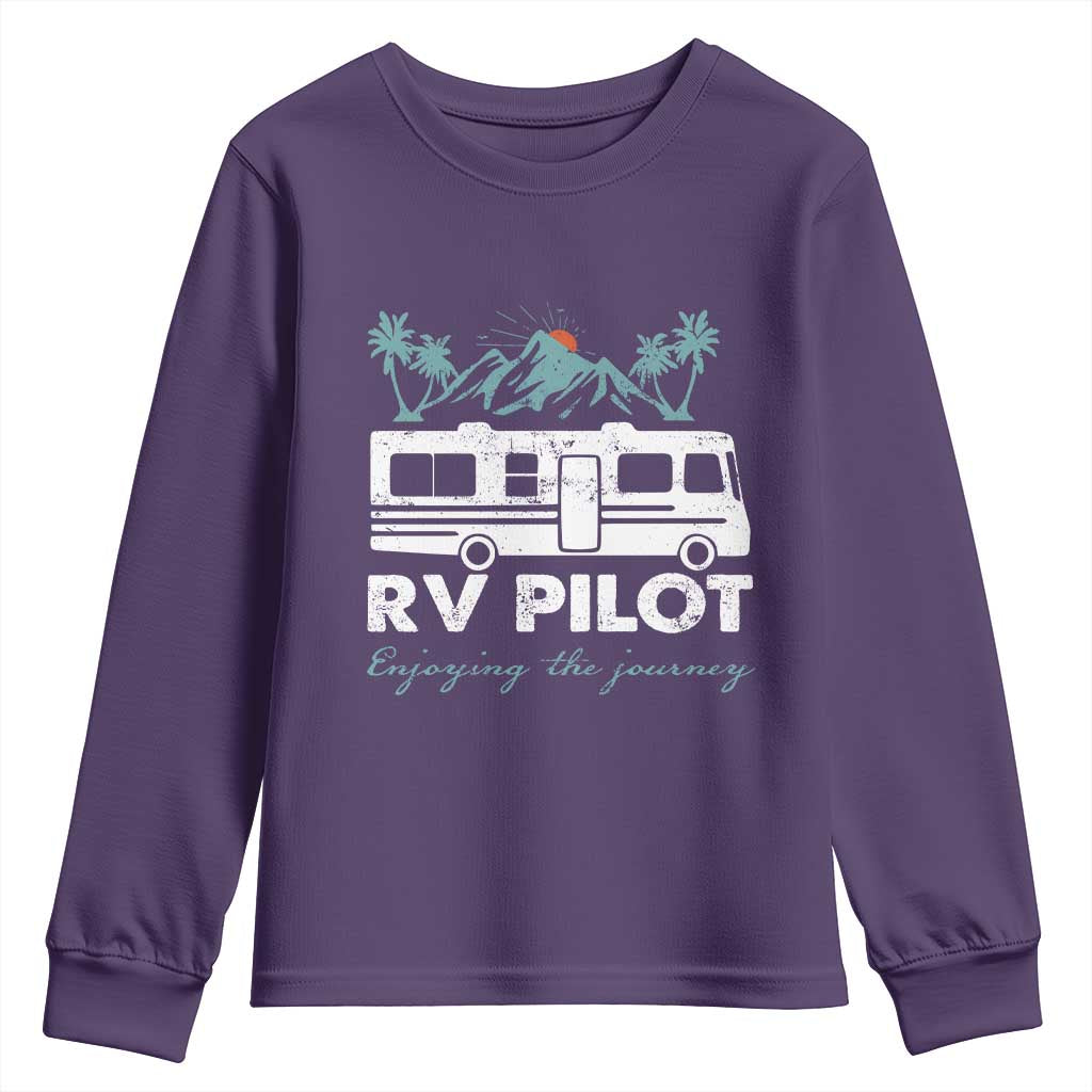 Funny RV Pilot Camping Youth Sweatshirt Enjoying The Journey Motorhome Travel Vacation TS11 Purple Print Your Wear