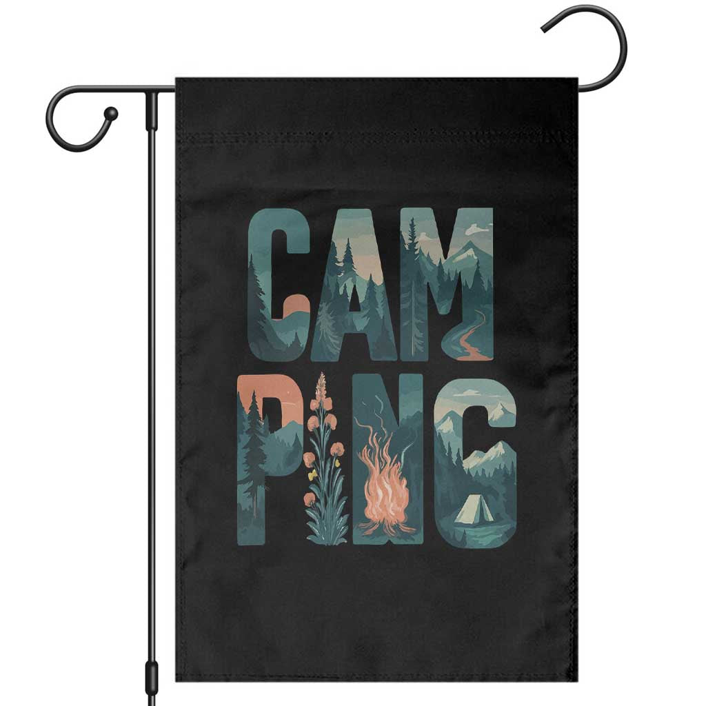 Funny Camping Nature Adventure Campfire Tent Mountains Garden Flag TS11 Black Print Your Wear