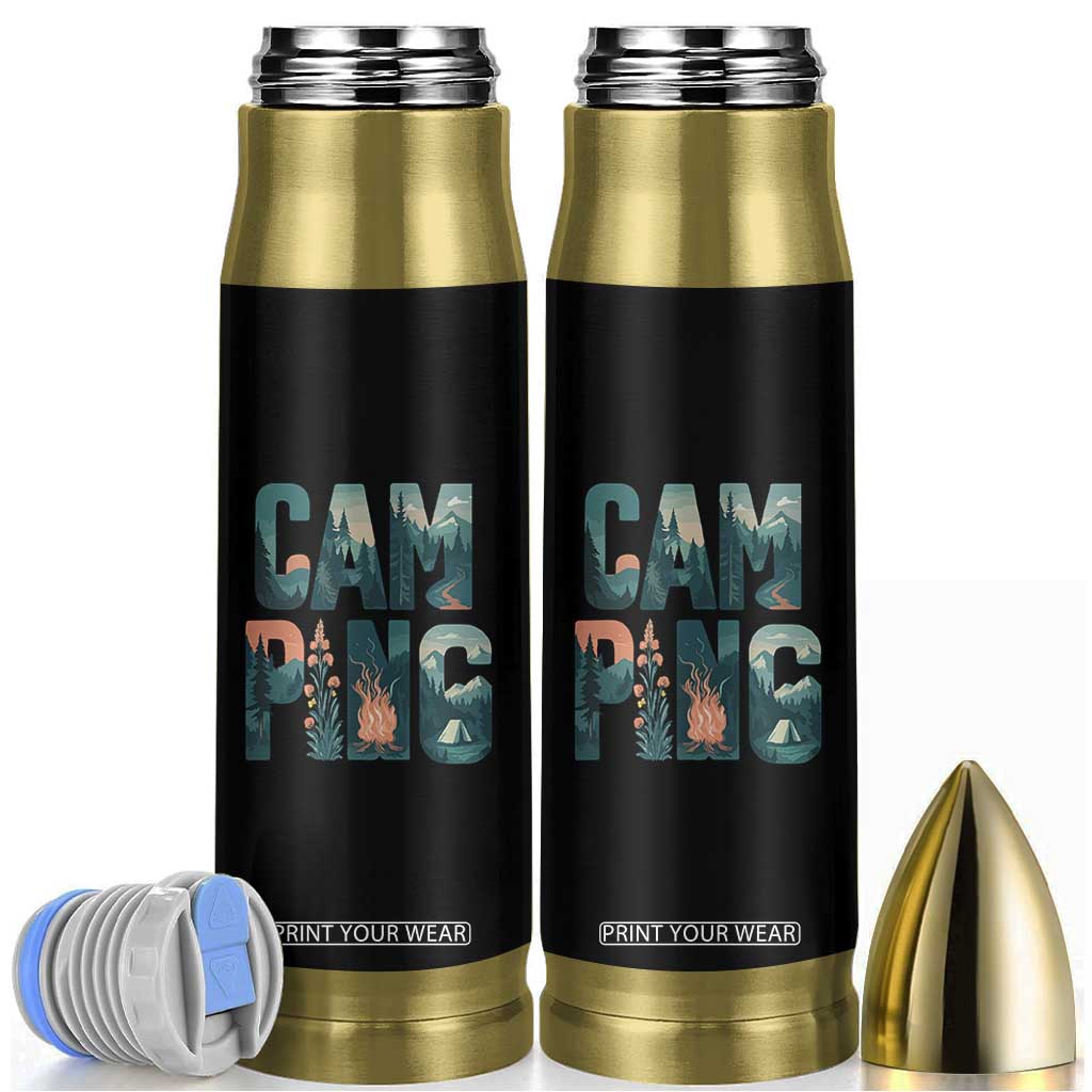 Camping Nature Adventure Campfire Tent Mountains Bullet Tumbler TS11 Black Print Your Wear