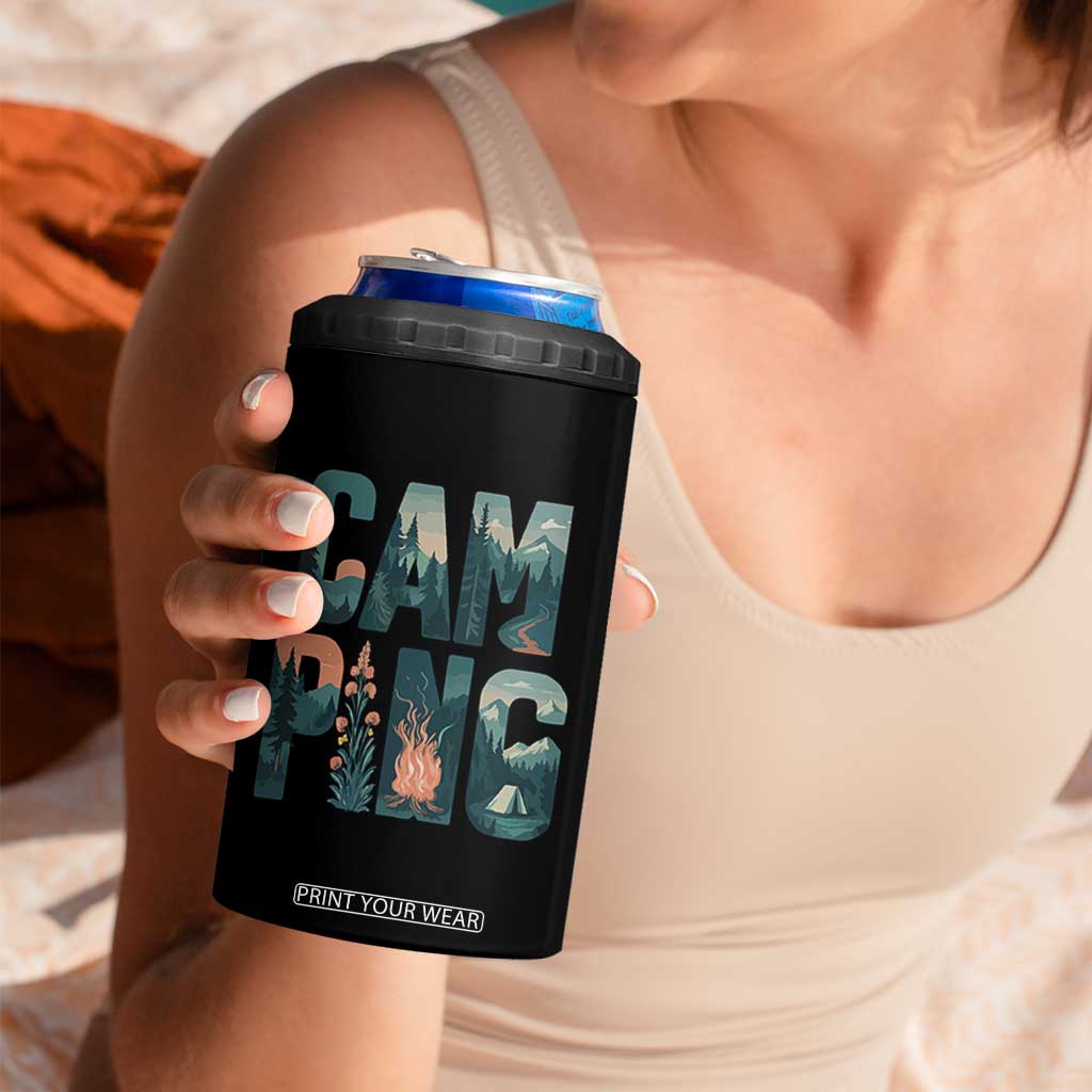 Camping Nature Adventure Campfire Tent Mountains 4 in 1 Can Cooler Tumbler TS11 Print Your Wear