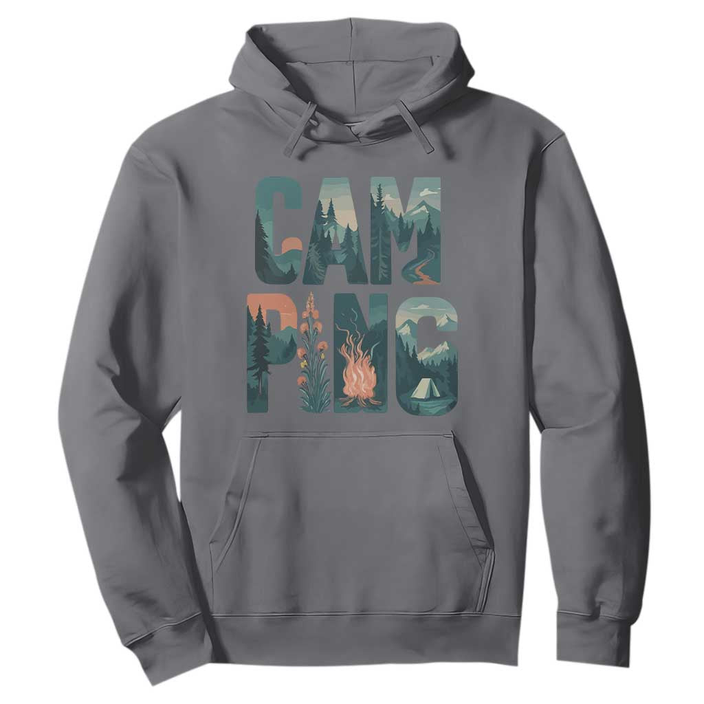 Camping Nature Adventure Campfire Tent Mountains Hoodie TS11 Charcoal Print Your Wear