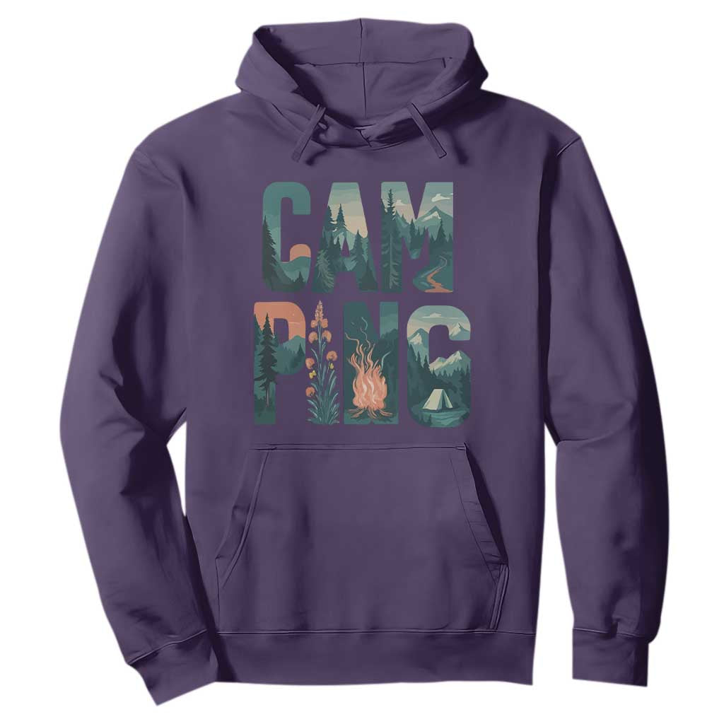 Camping Nature Adventure Campfire Tent Mountains Hoodie TS11 Purple Print Your Wear
