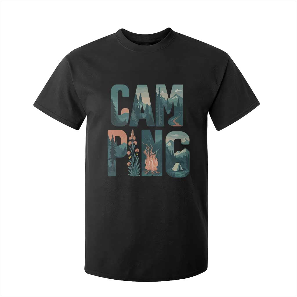 Camping Nature Adventure Campfire Tent Mountains T Shirt For Kid TS11 Black Print Your Wear