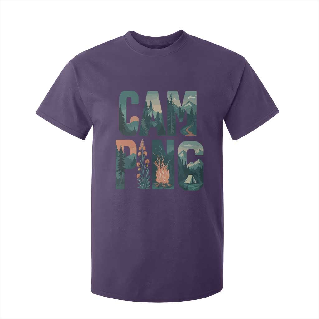 Camping Nature Adventure Campfire Tent Mountains T Shirt For Kid TS11 Purple Print Your Wear