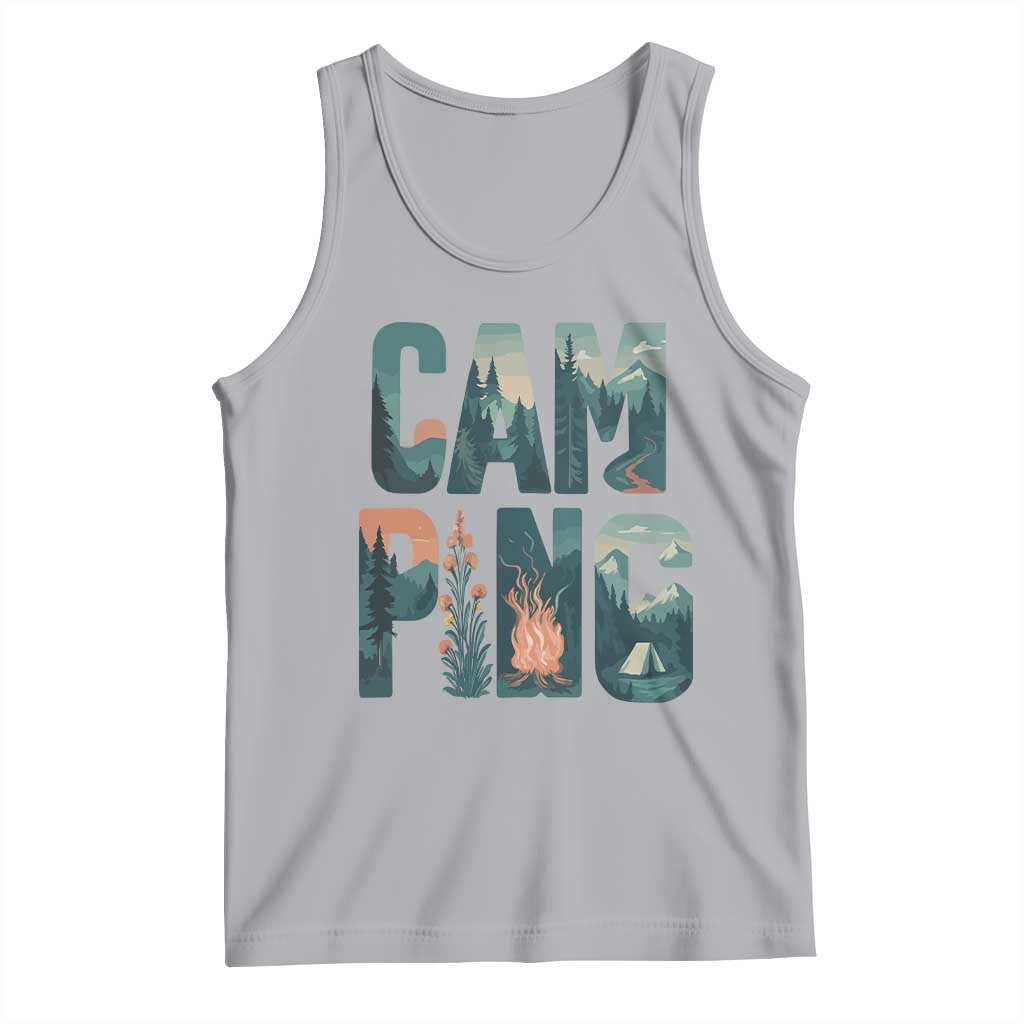 Camping Nature Adventure Campfire Tent Mountains Tank Top TS11 Athletic Heather Print Your Wear