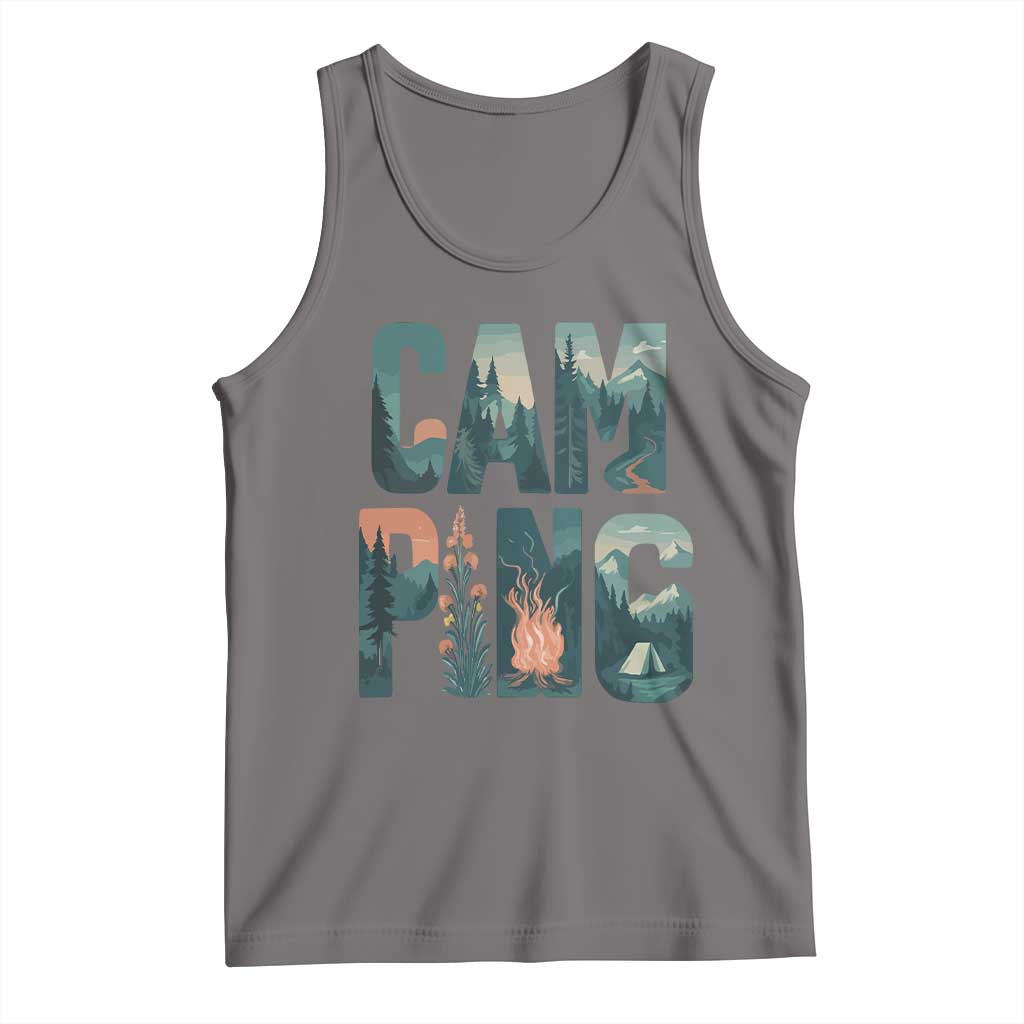 Camping Nature Adventure Campfire Tent Mountains Tank Top TS11 Deep Heather Print Your Wear