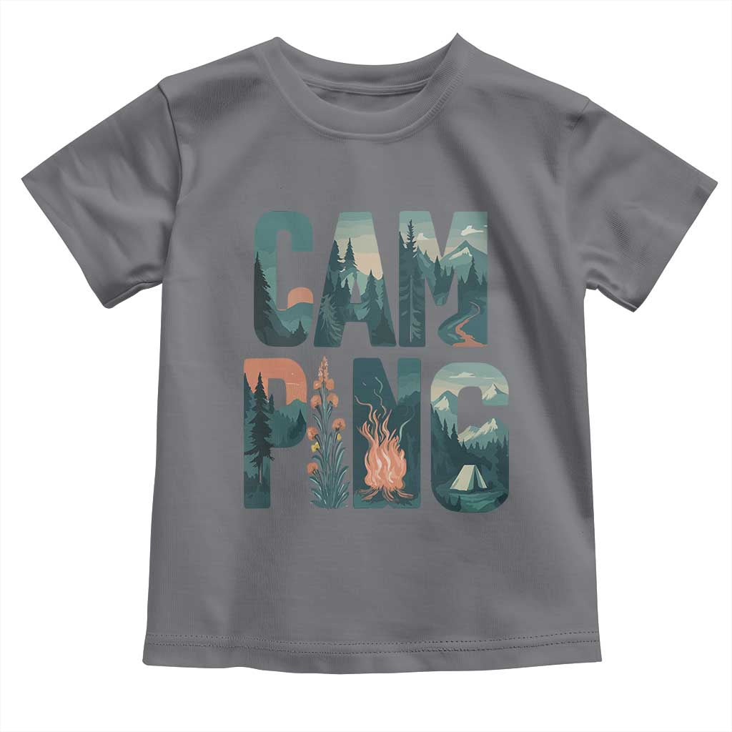 Camping Nature Adventure Campfire Tent Mountains Toddler T Shirt TS11 Charcoal Print Your Wear