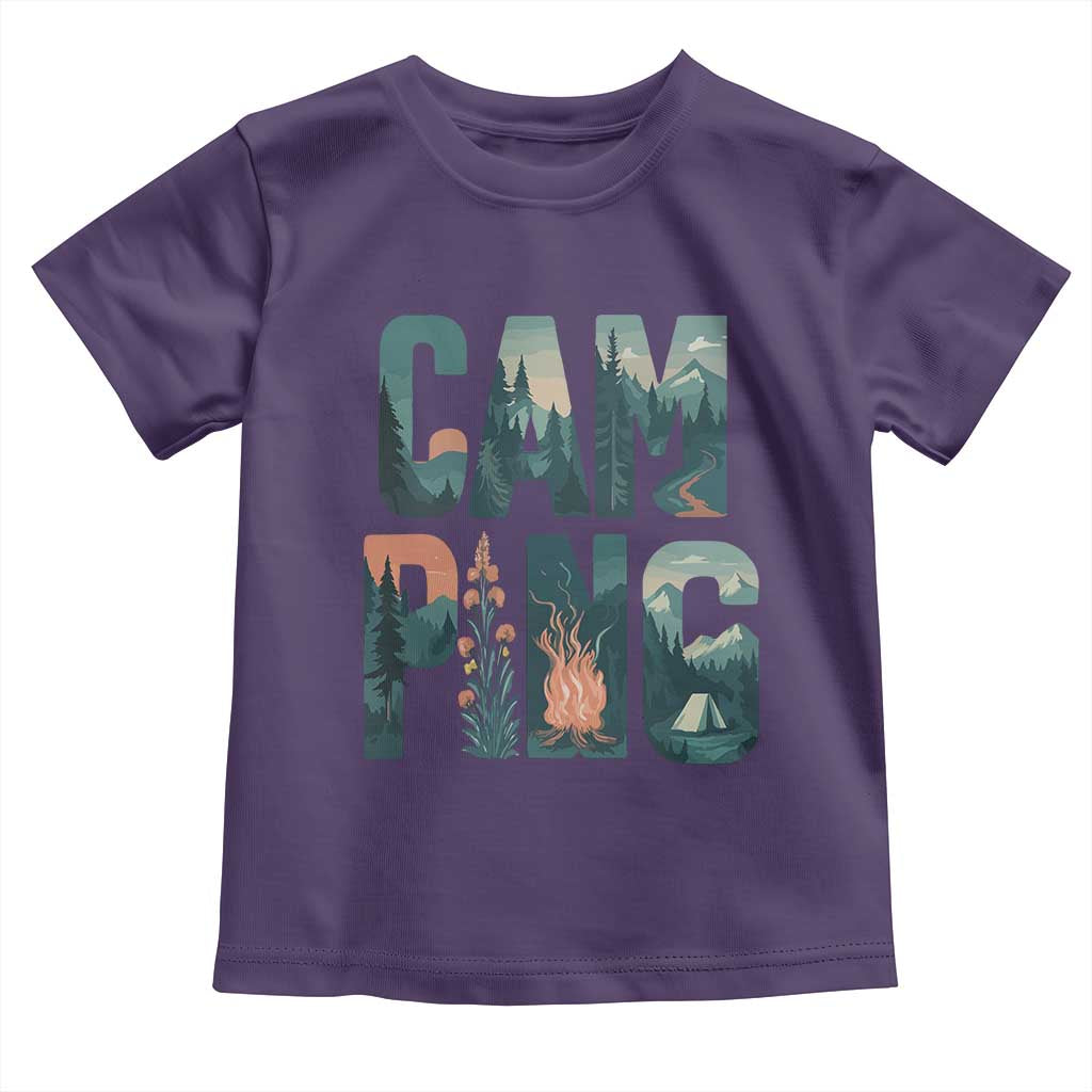 Camping Nature Adventure Campfire Tent Mountains Toddler T Shirt TS11 Purple Print Your Wear
