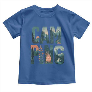 Camping Nature Adventure Campfire Tent Mountains Toddler T Shirt TS11 Royal Blue Print Your Wear