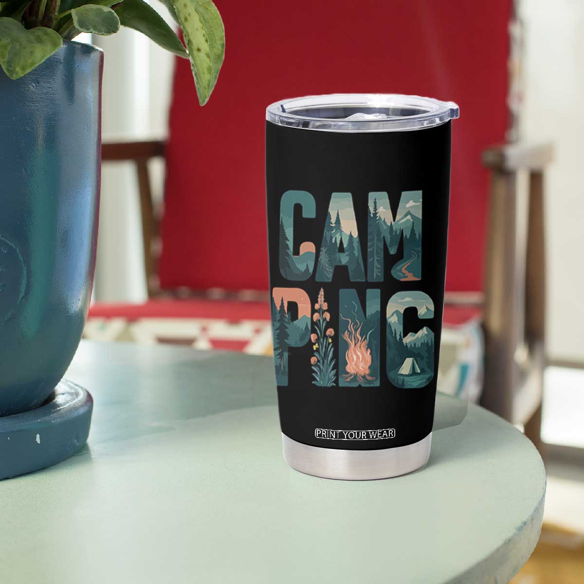 Camping Nature Adventure Campfire Tent Mountains Tumbler Cup TS11 Print Your Wear