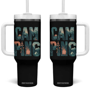 Camping Nature Adventure Campfire Tent Mountains Tumbler With Handle TS11 One Size: 40 oz Black Print Your Wear