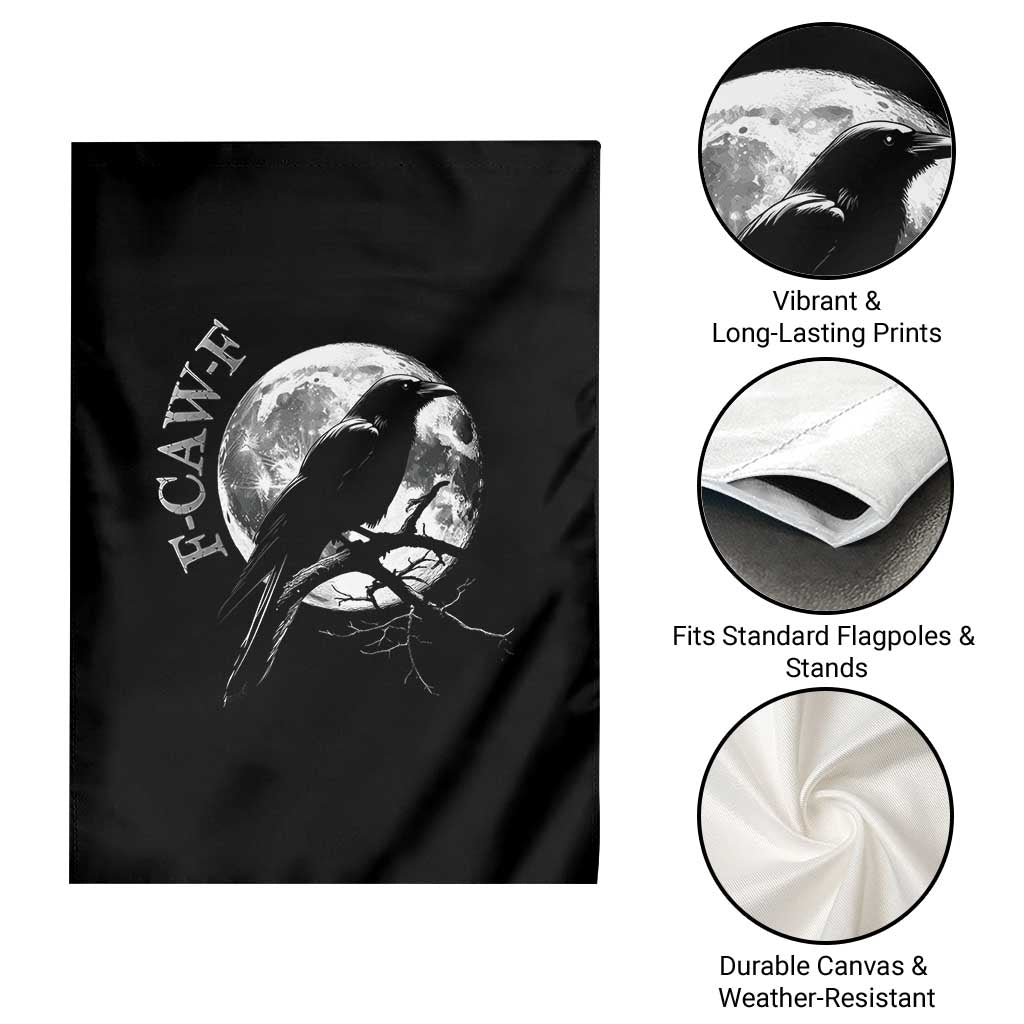 Funny F Caw F Garden Flag Black Crow Moon Gothic Adult Humor TS11 Print Your Wear