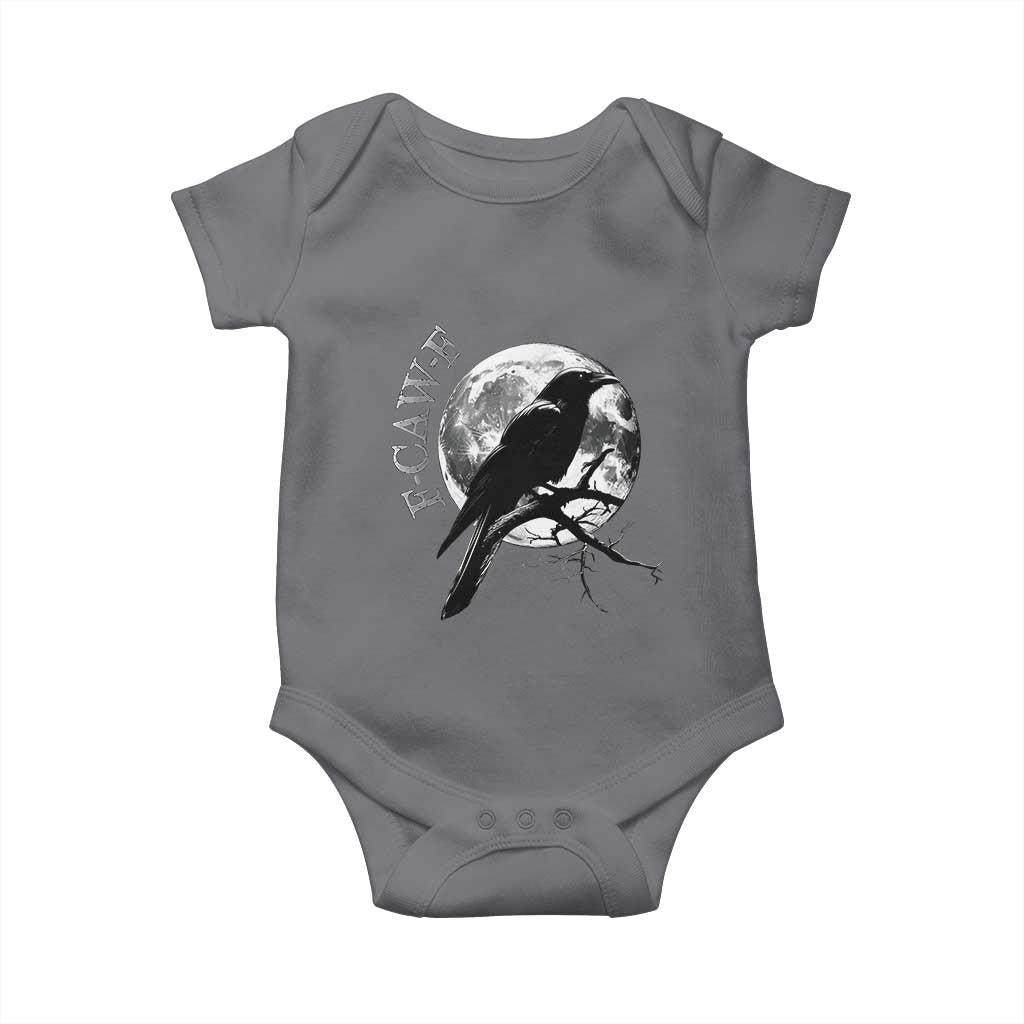 Funny F Caw F Baby Onesie Black Crow Moon Gothic Adult Humor TS11 Charcoal Print Your Wear