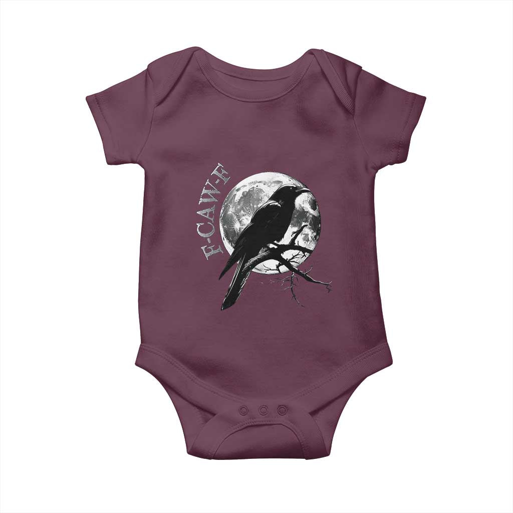 Funny F Caw F Baby Onesie Black Crow Moon Gothic Adult Humor TS11 Maroon Print Your Wear