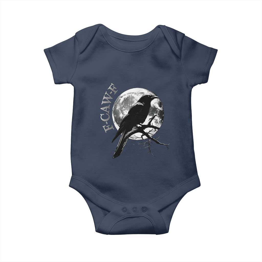 Funny F Caw F Baby Onesie Black Crow Moon Gothic Adult Humor TS11 Navy Print Your Wear