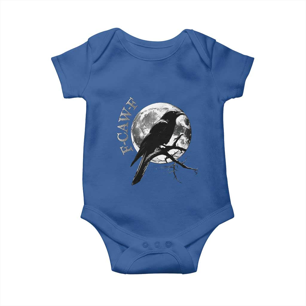 Funny F Caw F Baby Onesie Black Crow Moon Gothic Adult Humor TS11 Royal Blue Print Your Wear