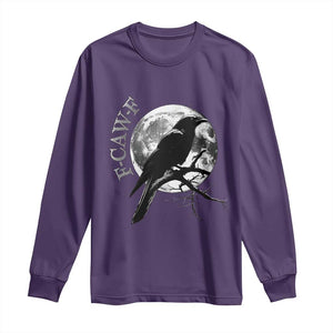 Funny F Caw F Long Sleeve Shirt Black Crow Moon Gothic Adult Humor TS11 Purple Print Your Wear