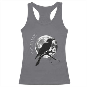 Funny F Caw F Racerback Tank Top Black Crow Moon Gothic Adult Humor TS11 Charcoal Print Your Wear