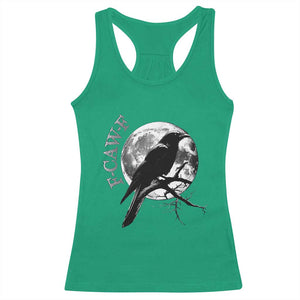 Funny F Caw F Racerback Tank Top Black Crow Moon Gothic Adult Humor TS11 Irish Green Print Your Wear