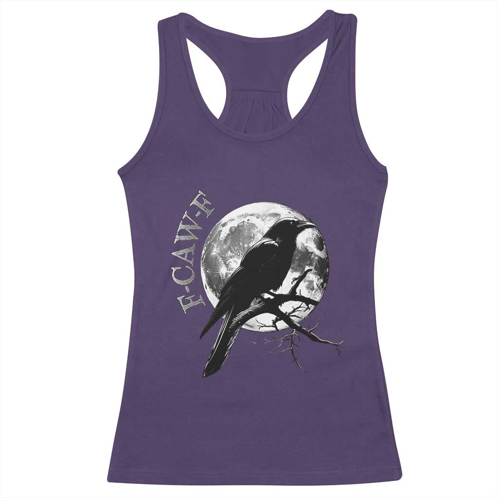 Funny F Caw F Racerback Tank Top Black Crow Moon Gothic Adult Humor TS11 Purple Print Your Wear