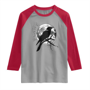 Funny F Caw F Raglan Shirt Black Crow Moon Gothic Adult Humor TS11 Sport Gray Red Print Your Wear
