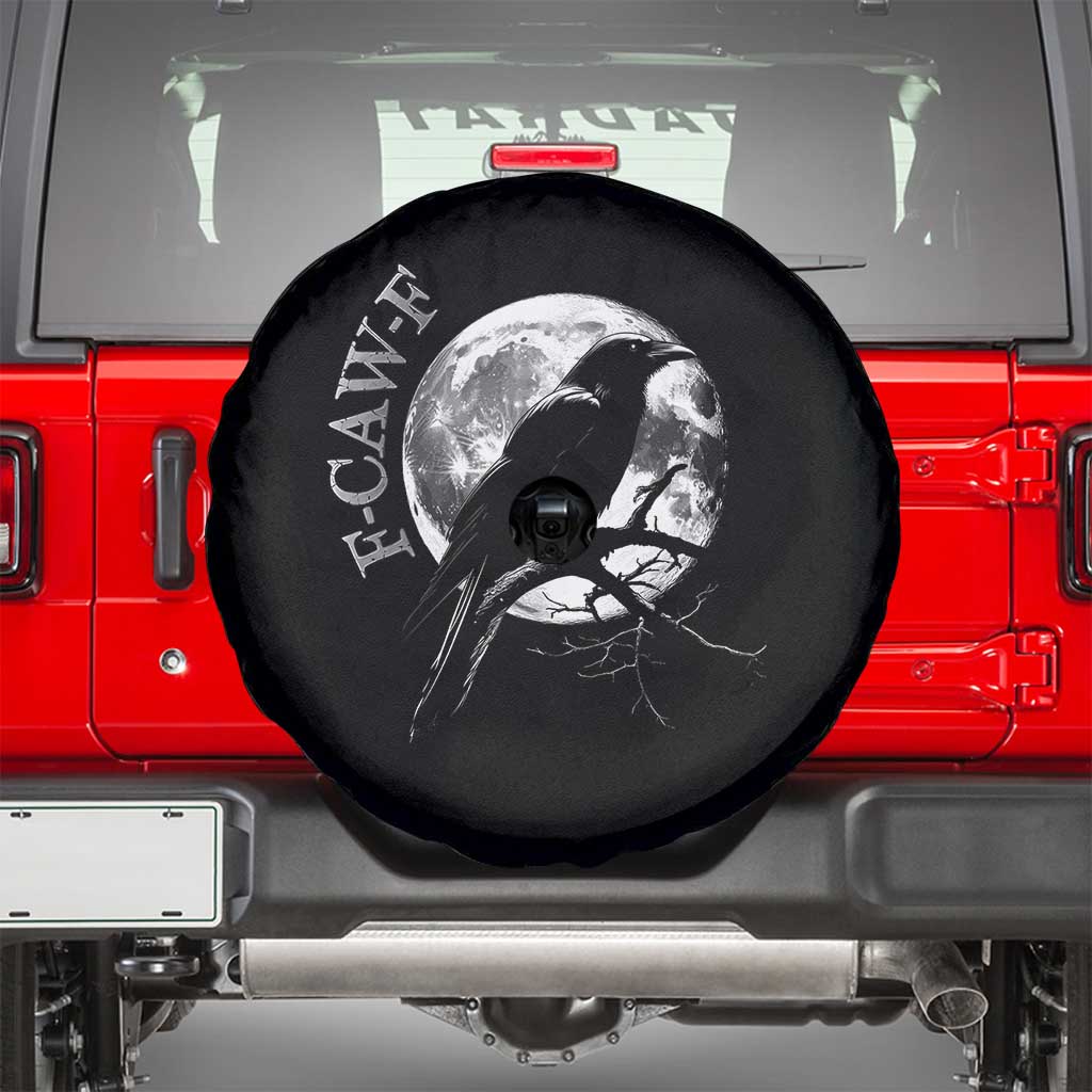Funny F Caw F Spare Tire Cover Black Crow Moon Gothic Adult Humor TS11 Black Print Your Wear