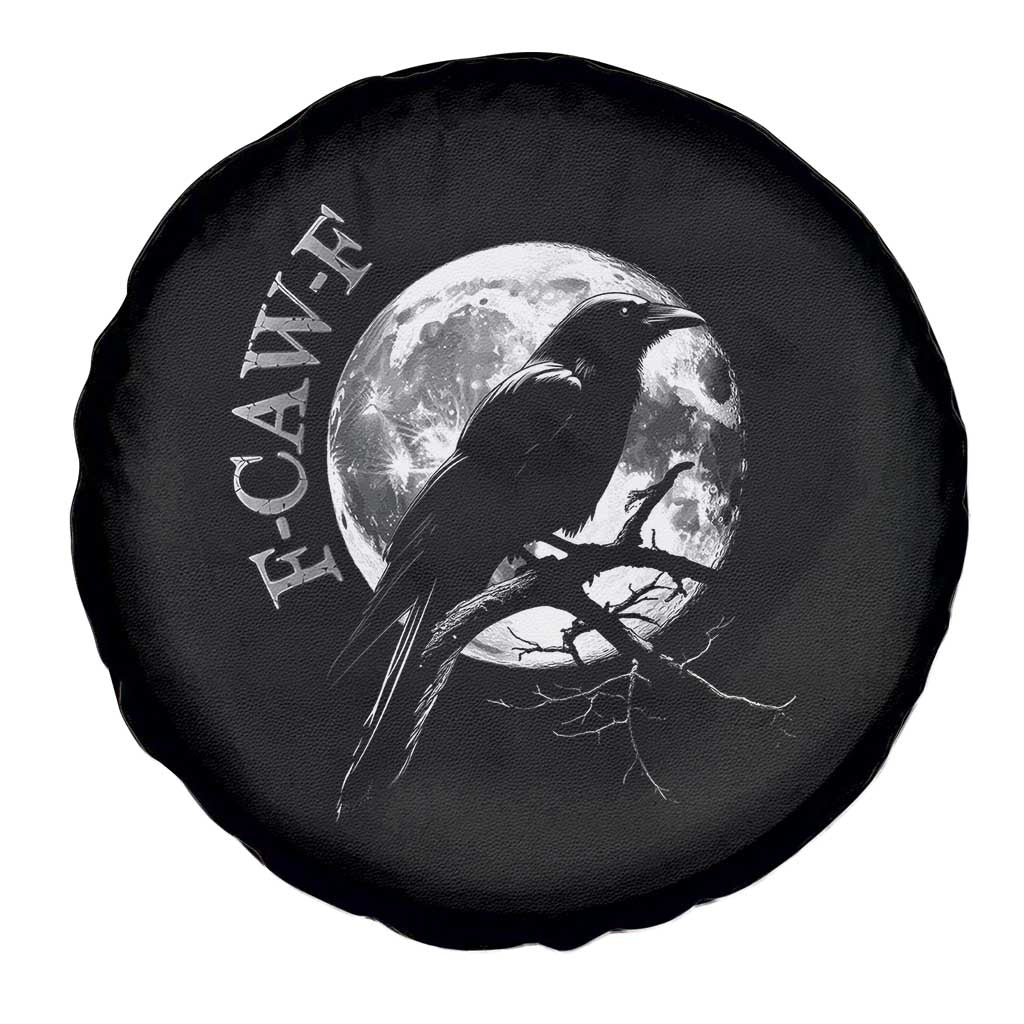 Funny F Caw F Spare Tire Cover Black Crow Moon Gothic Adult Humor TS11 Print Your Wear