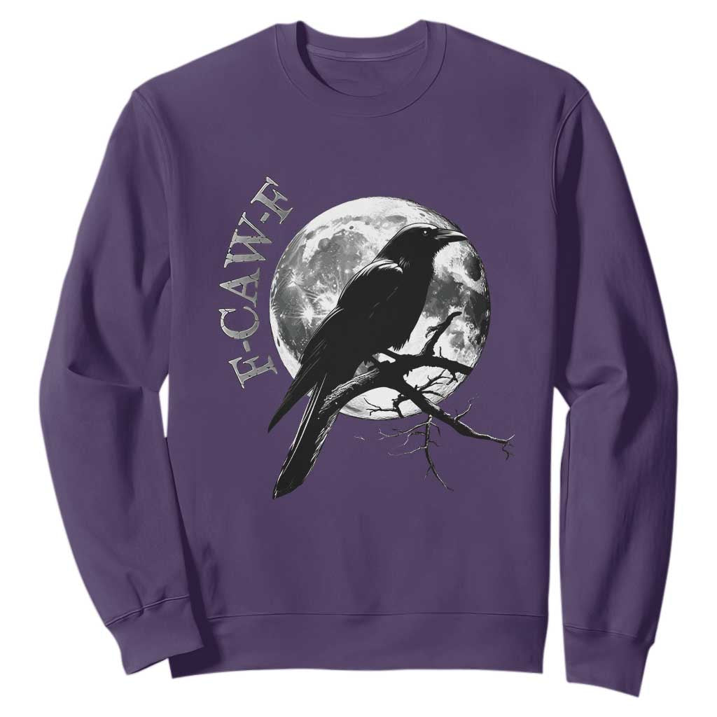 Funny F Caw F Sweatshirt Black Crow Moon Gothic Adult Humor TS11 Purple Print Your Wear