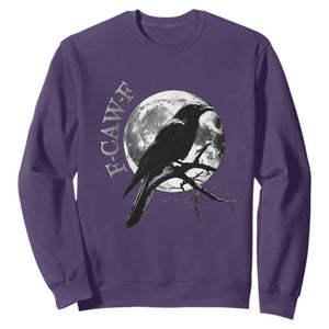 Funny F Caw F Sweatshirt Black Crow Moon Gothic Adult Humor TS11 Purple Print Your Wear