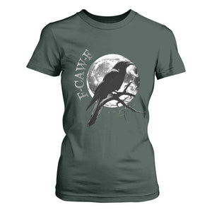 Funny F Caw F T Shirt For Women Black Crow Moon Gothic Adult Humor TS11 Dark Forest Green Print Your Wear