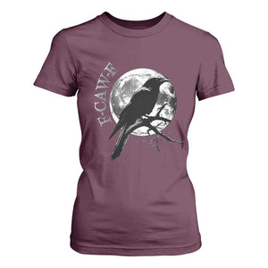 Funny F Caw F T Shirt For Women Black Crow Moon Gothic Adult Humor TS11 Maroon Print Your Wear