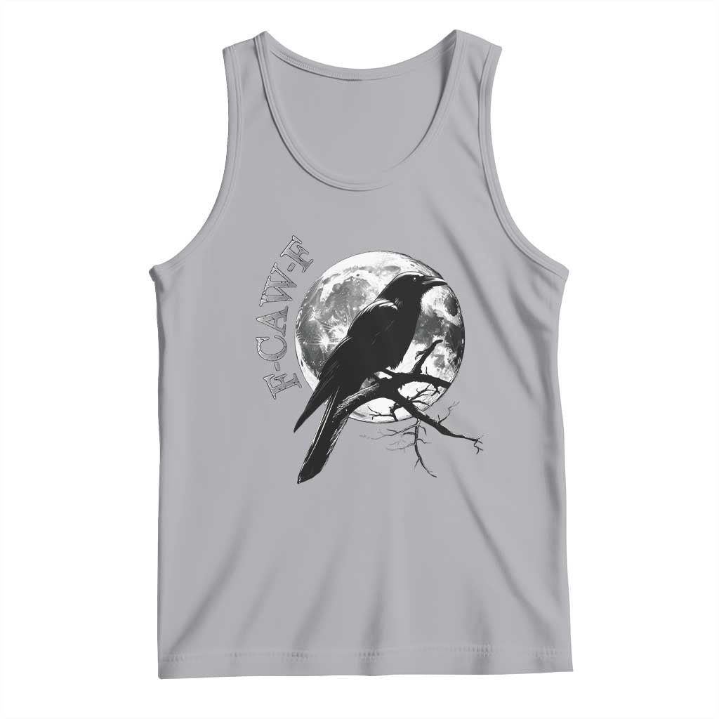 Funny F Caw F Tank Top Black Crow Moon Gothic Adult Humor TS11 Athletic Heather Print Your Wear
