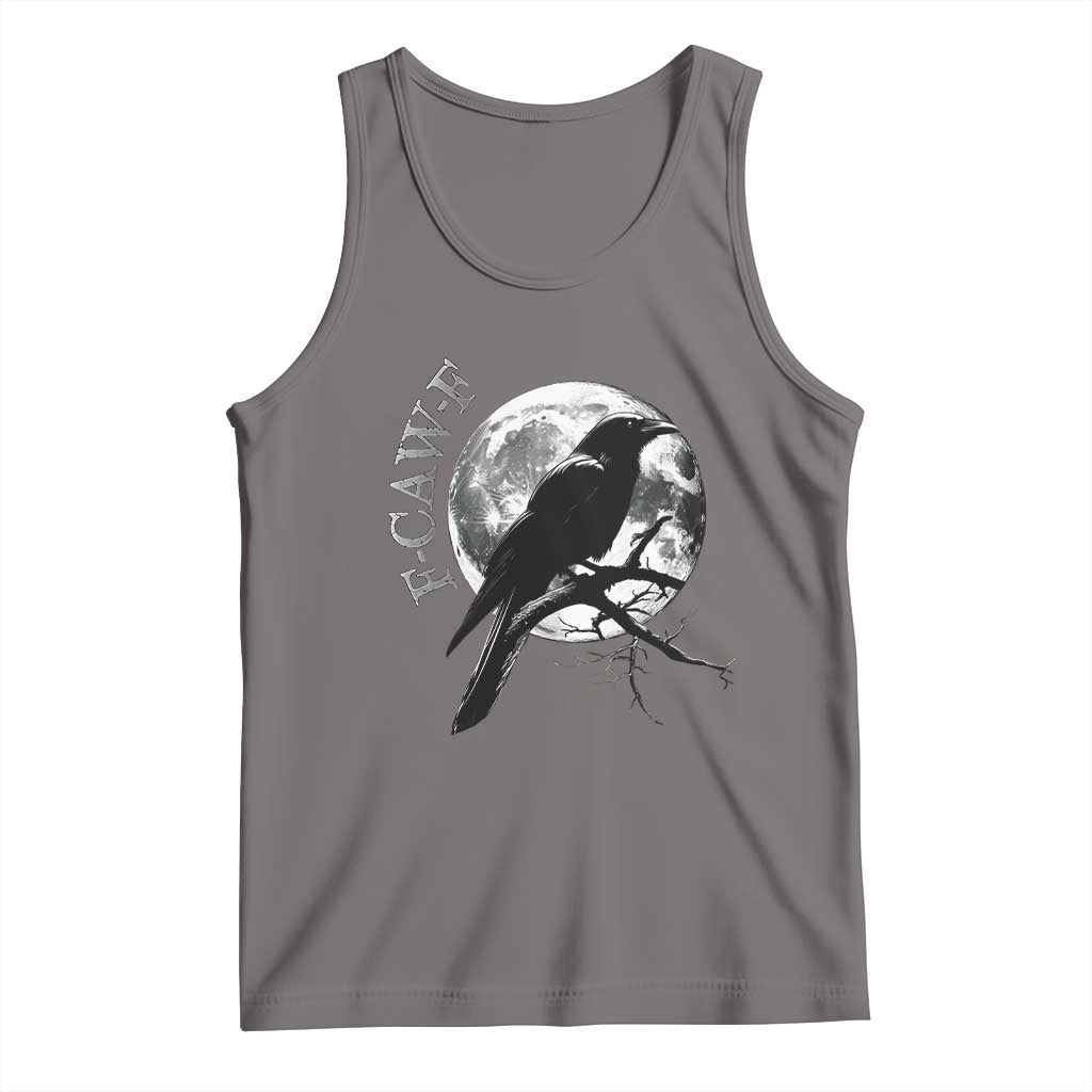 Funny F Caw F Tank Top Black Crow Moon Gothic Adult Humor TS11 Deep Heather Print Your Wear