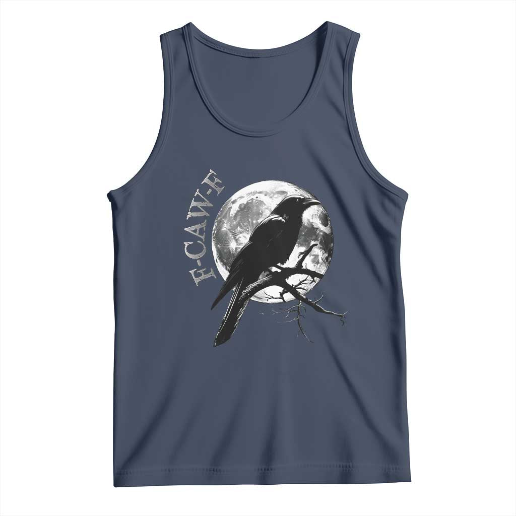 Funny F Caw F Tank Top Black Crow Moon Gothic Adult Humor TS11 Navy Print Your Wear