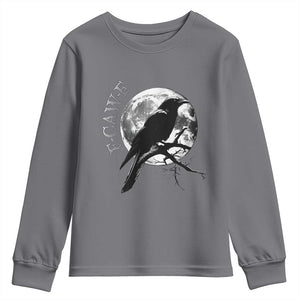 Funny F Caw F Youth Sweatshirt Black Crow Moon Gothic Adult Humor TS11 Charcoal Print Your Wear