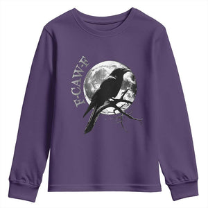 Funny F Caw F Youth Sweatshirt Black Crow Moon Gothic Adult Humor TS11 Purple Print Your Wear