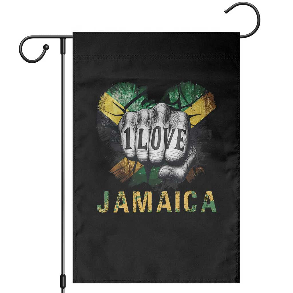 Jamaica One Love Garden Flag Rasta Reggae Punching Hand Jamaican Flag TS11 Black Print Your Wear