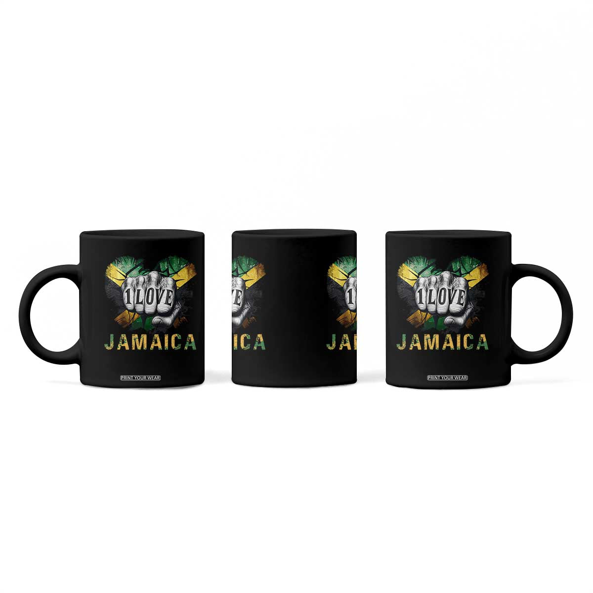 Jamaica One Love Coffee Mug Rasta Reggae Punching Hand Jamaican Flag TS11 Print Your Wear